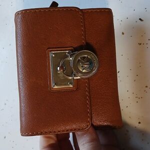 Michael Kors Brown Leather Wallet with Lock Accent
